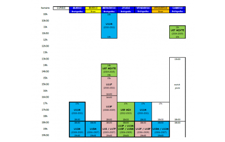 Horaires de reprise des entrainements